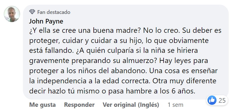 Un comentario dejado en una publicación de Facebook sobre Ruby Franke y su hija. | Foto: facebook.com/DailyMail