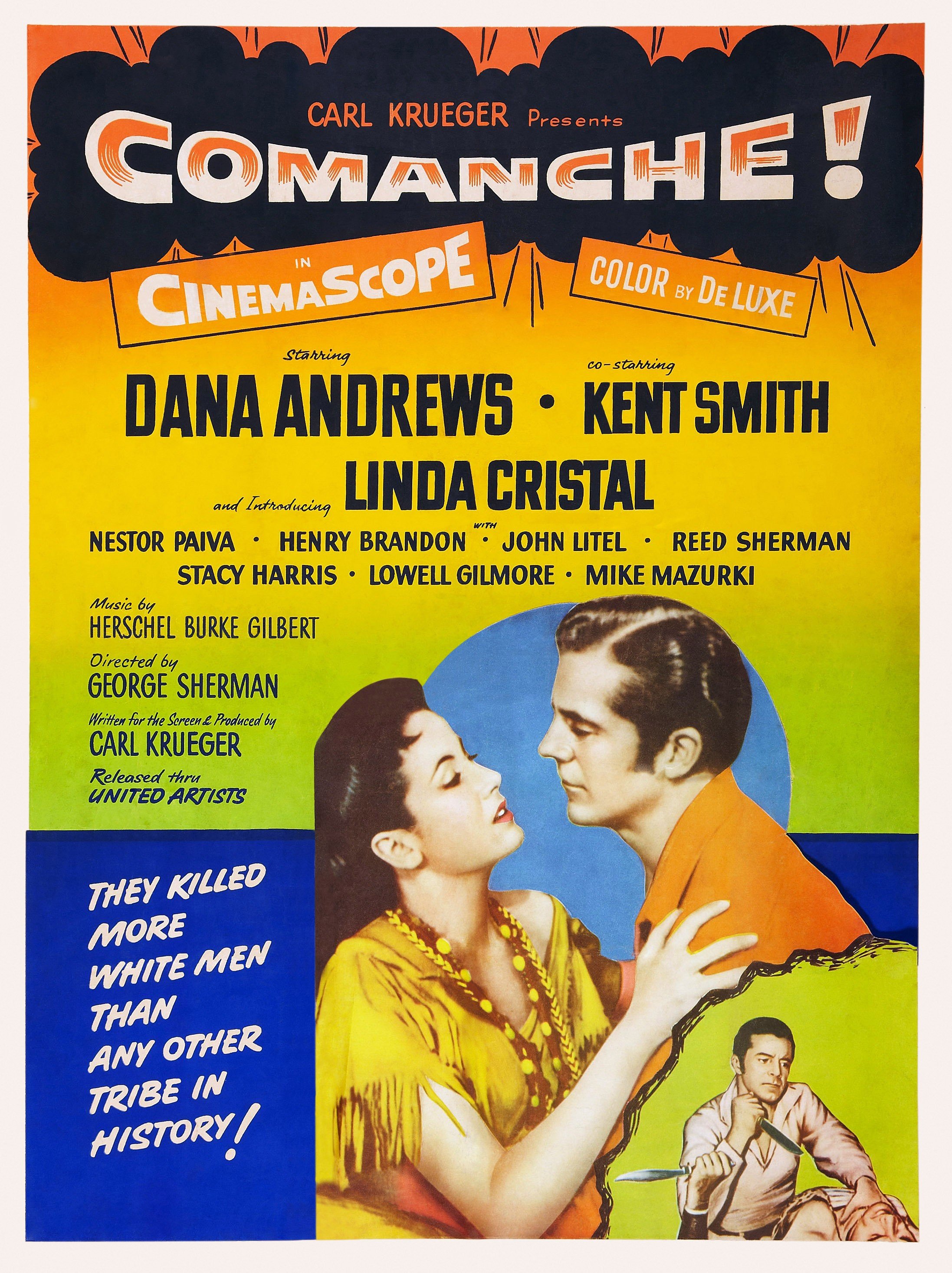 Comanche, póster estadounidense, desde la izquierda: Linda Cristal, Dana Andrews, 1956. | Foto: Getty Images