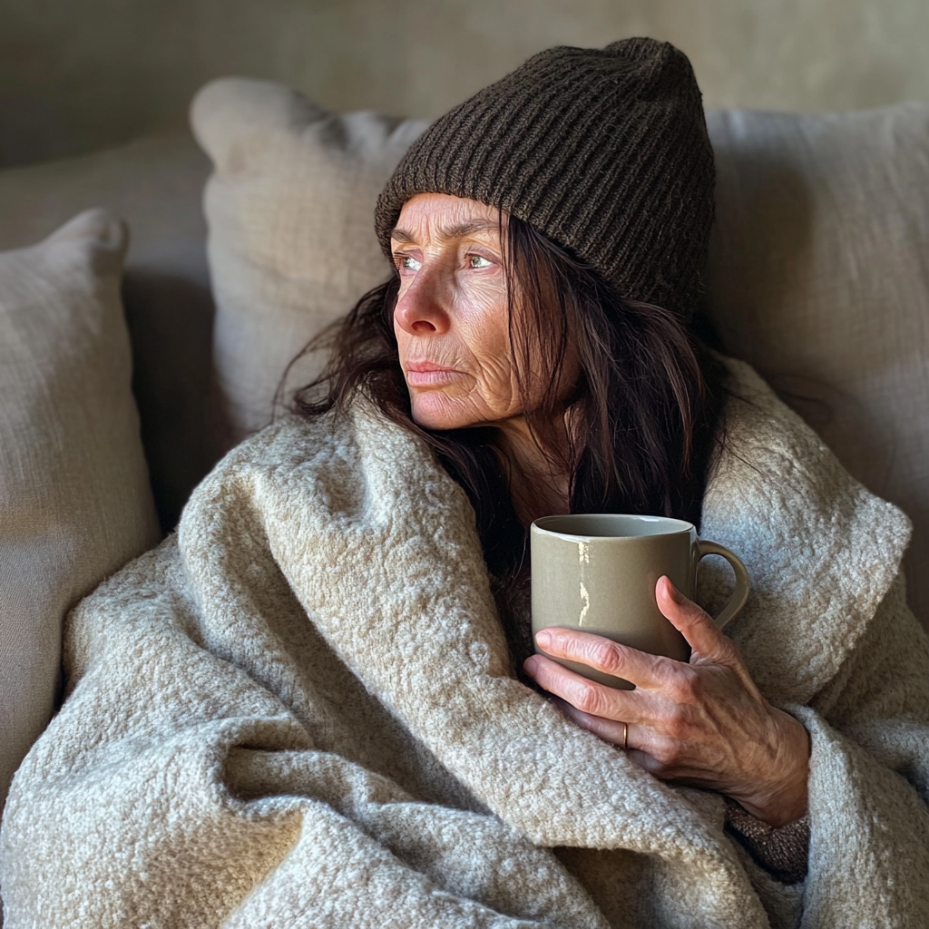 Una mujer con una taza de té en la mano | Fuente: Midjourney