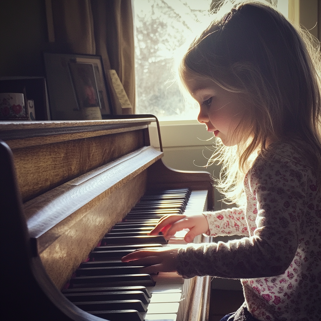 Una niña tocando el piano | Fuente: Midjourney