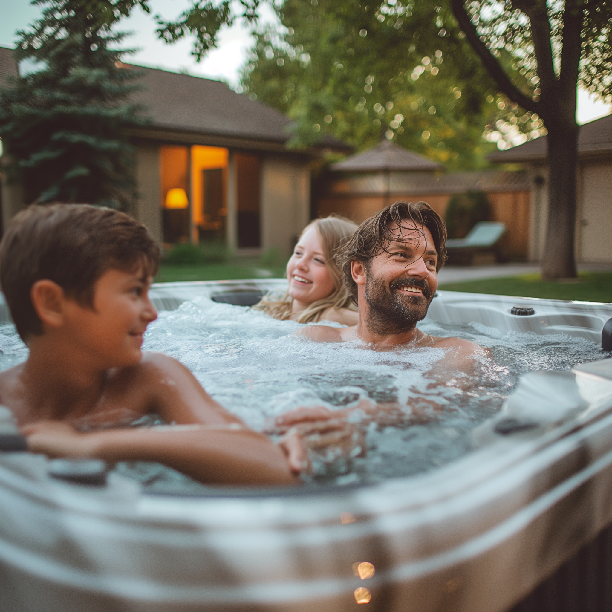 Una familia disfrutando en un jacuzzi | Fuente: Midjourney