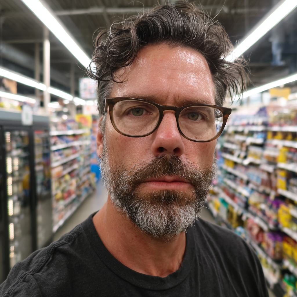 Primo piano di un uomo stanco | Fonte: Midjourney