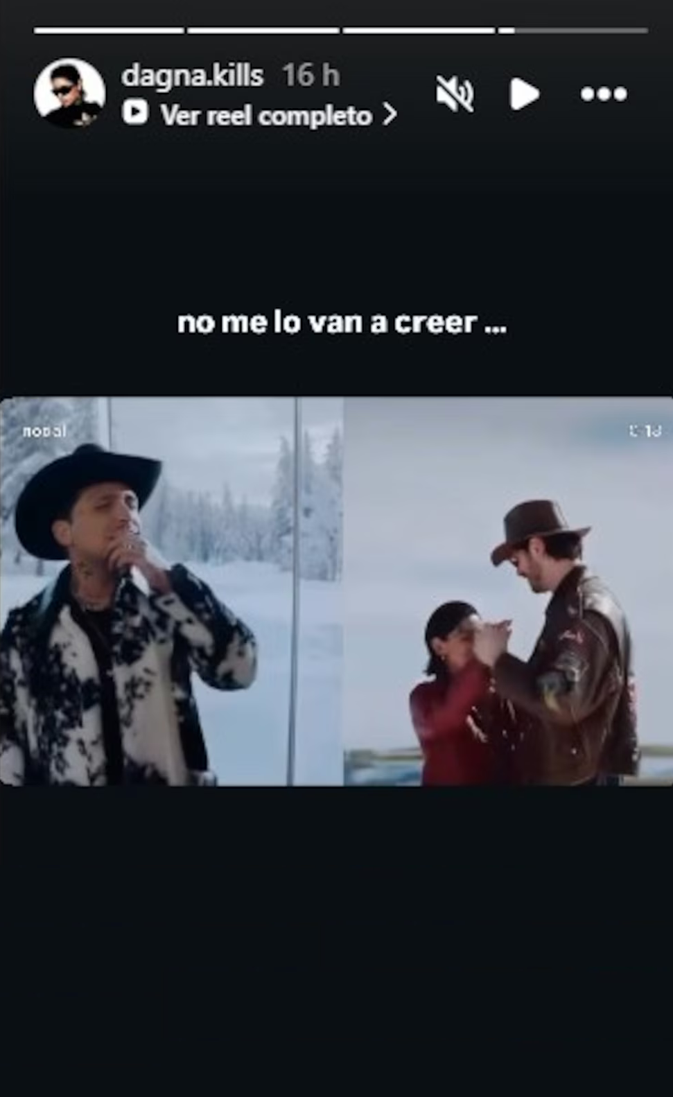 Dagna Mata mostrando una captura del video de Christian Nodal en el que aparece ella | Fuente: Instagram Stories/dagna.kills