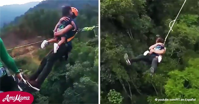 Hombre saltó en bungee con hijita de 2 años. Sus acciones crean polémica en redes sociales