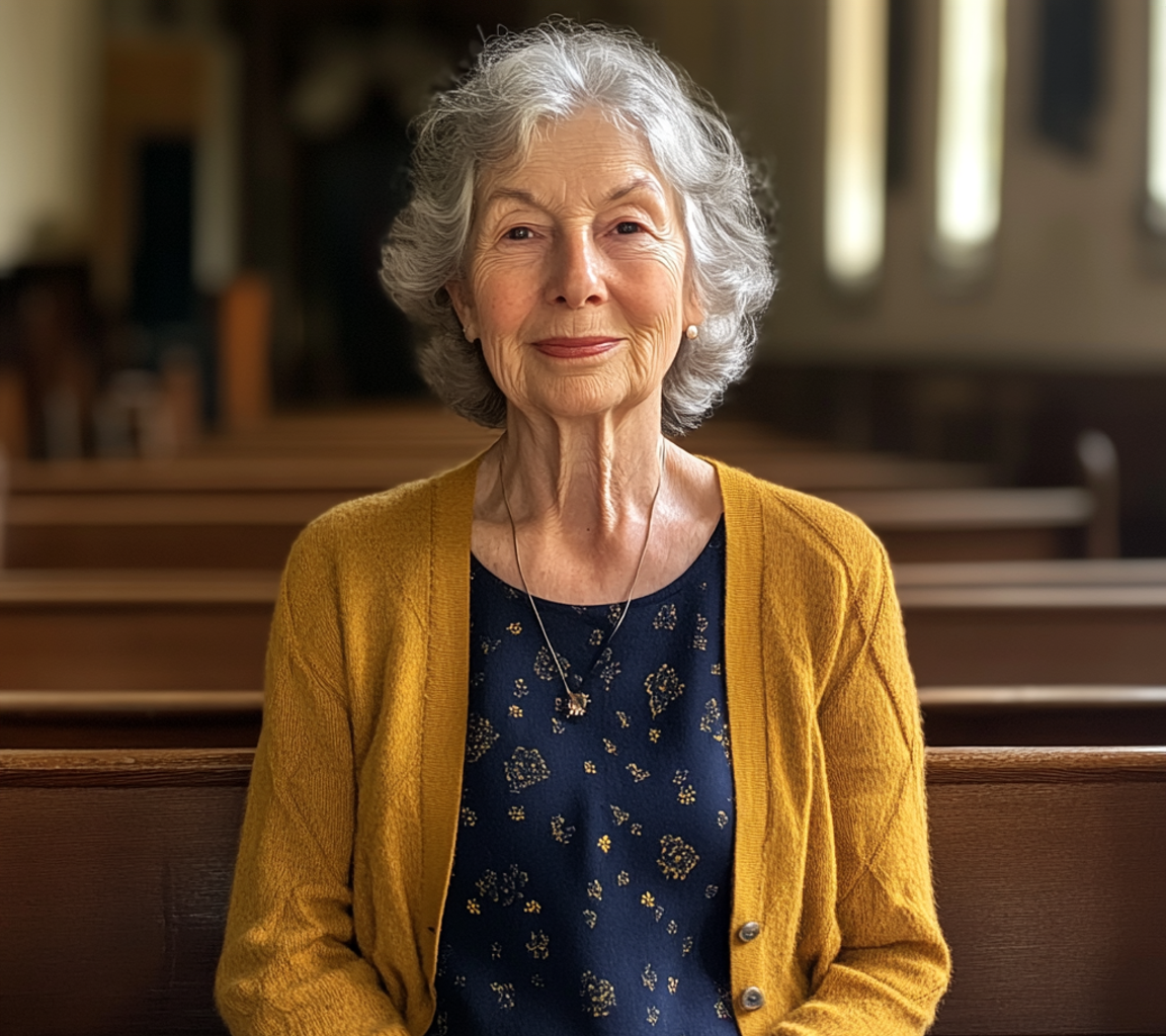 Una mujer sentada en una iglesia | Fuente: Midjourney