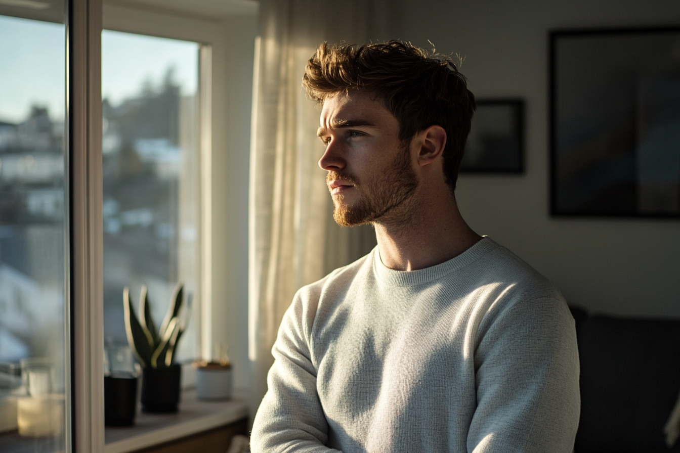 Un hombre junto a una ventana | Fuente: Midjourney