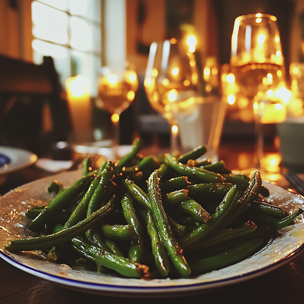 Un plato de judías verdes | Fuente: Midjourney