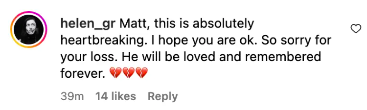 Comentario de un fan sobre el homenaje a Matt LeBlanc, fechado el 14 de noviembre de 2023 | Foto: Instagram/mleblanc