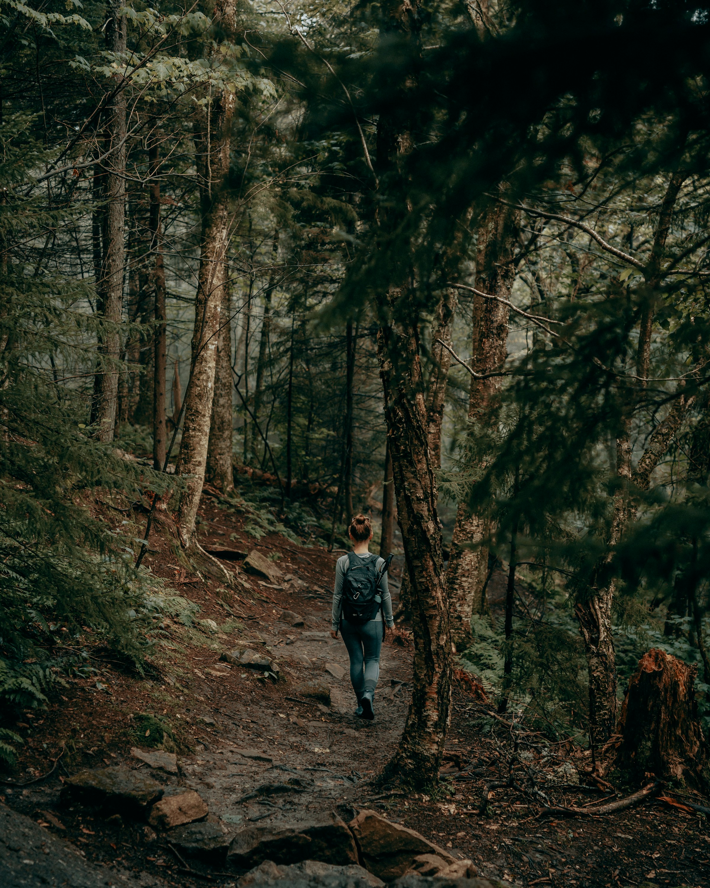 Una mujer caminando por una ruta de senderismo | Fuente: Unsplash