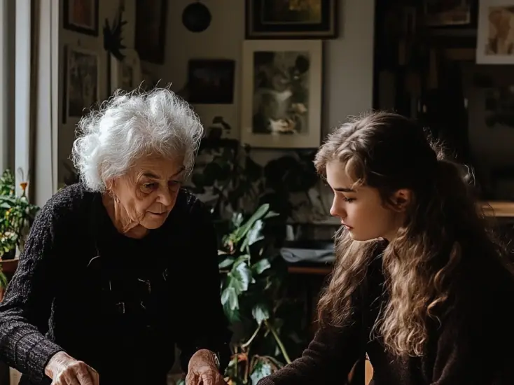 Una abuela observa a un adolescente mientras realiza actividades familiares | Fuente: Midjourney