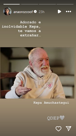 Mensaje de Ana María Orozco tras la muerte de Kepa Amuchastegui Eloizaga | Fuente: Instagram Stories/anaorozcoof