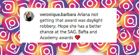 Un fan expresa su frustración cuando Ariana Grande no ganó ningún premio en los Globos de Oro de 2025, de un post fechado el 5 de enero de 2025 | Fuente: Instagram/goldenglobes