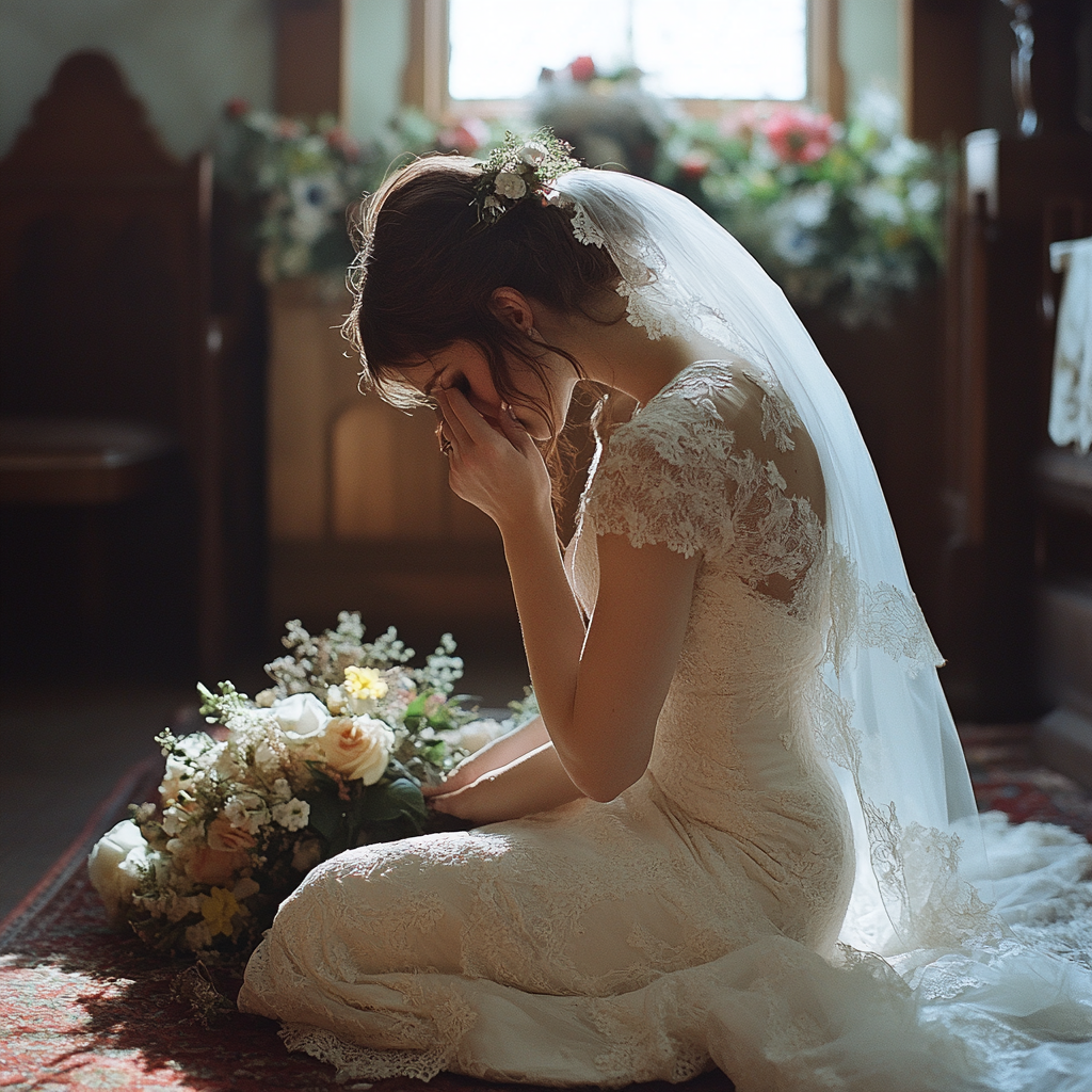 Una novia llorando el día de su boda | Fuente: Midjourney