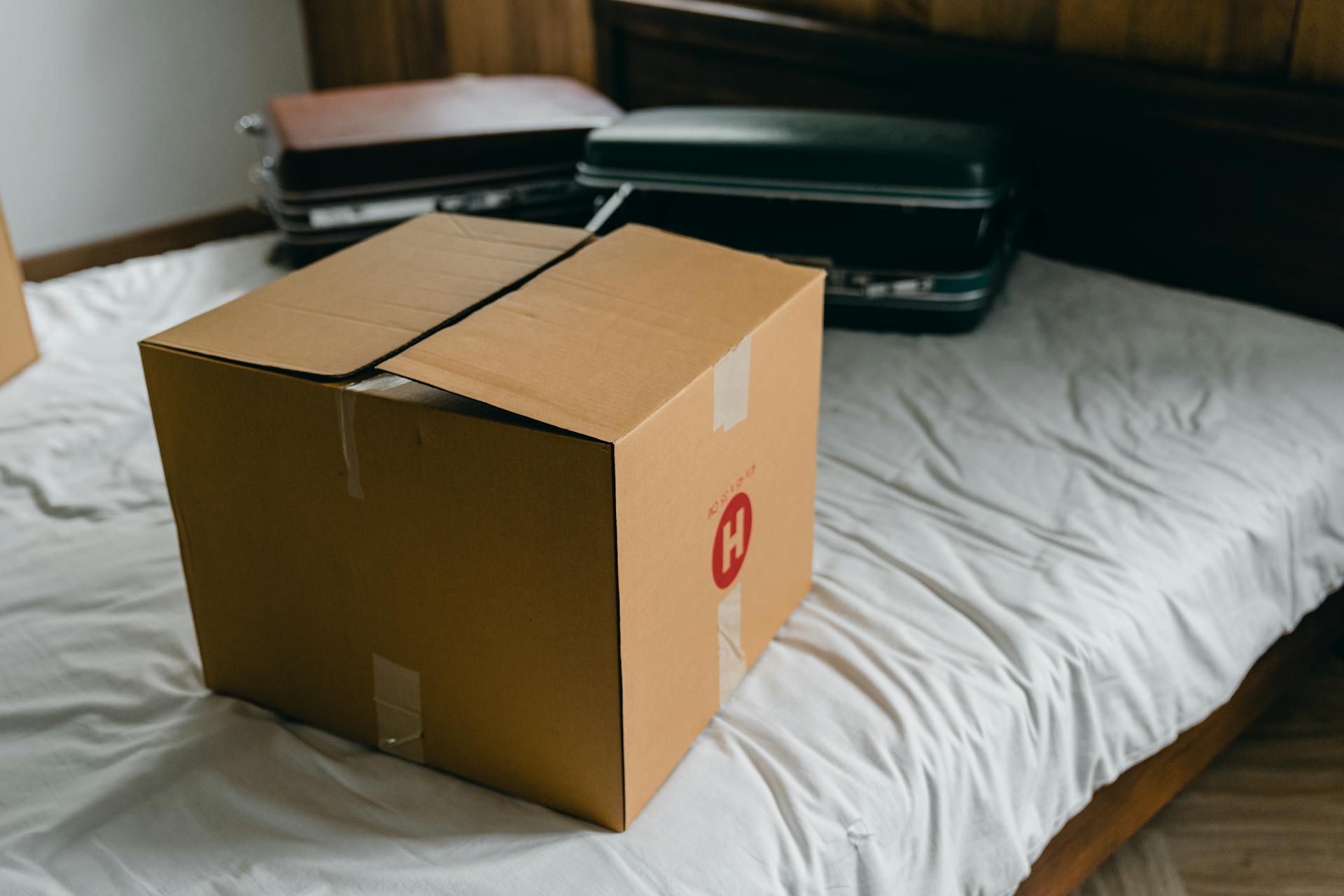 Cajas y maletas sobre una cama | Fuente: Pexels