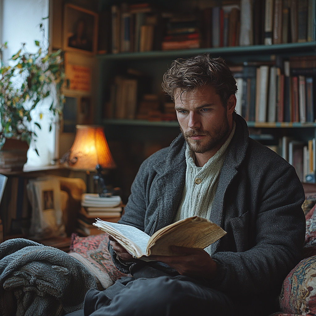 Un hombre leyendo una nota en el salón de su casa | Fuente: Midjourney