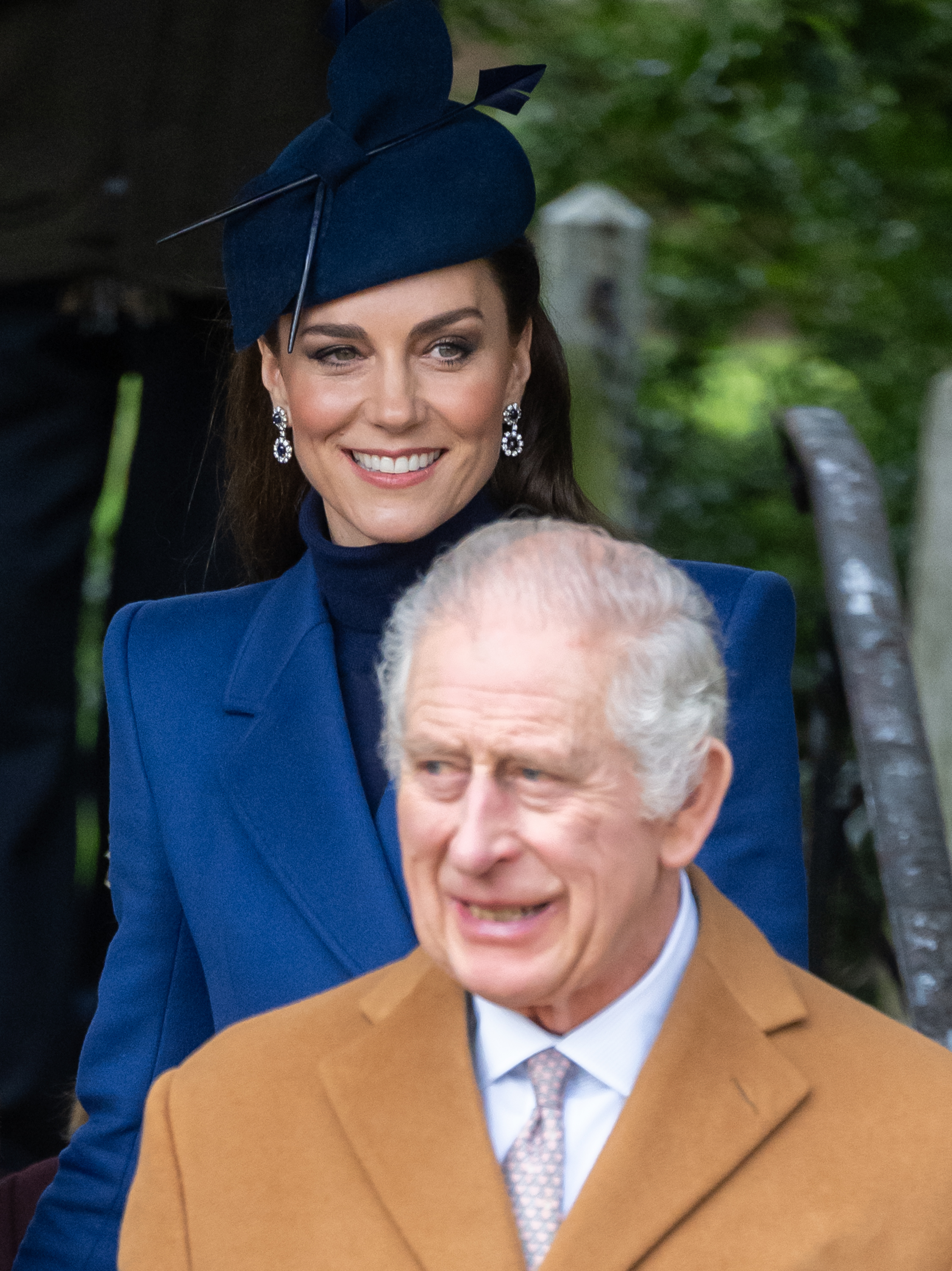 La princesa Catherine y el rey Charles III en el Servicio Matinal de Navidad en la Iglesia de Sandringham el 25 de diciembre de 2023 en Sandringham, Norfolk | Foto: Getty Images