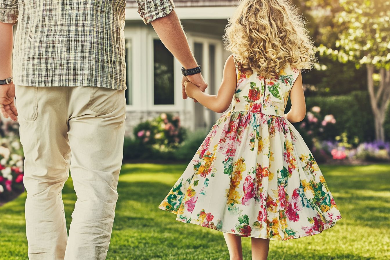 Un uomo che cammina con sua figlia | Fonte: Midjourney