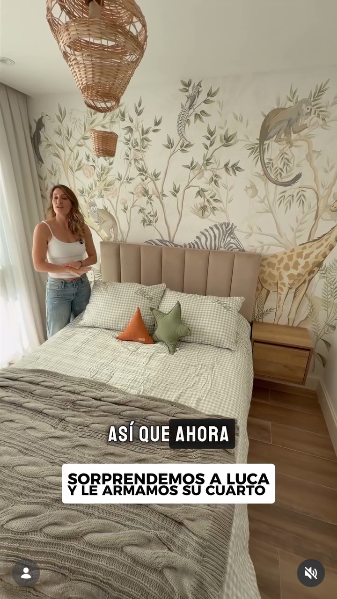 Mica Viciconte mostrando cómo quedó el nuevo dormitorio de su hijo Luca Cubero | Fuente: Instagram/micaviciconte