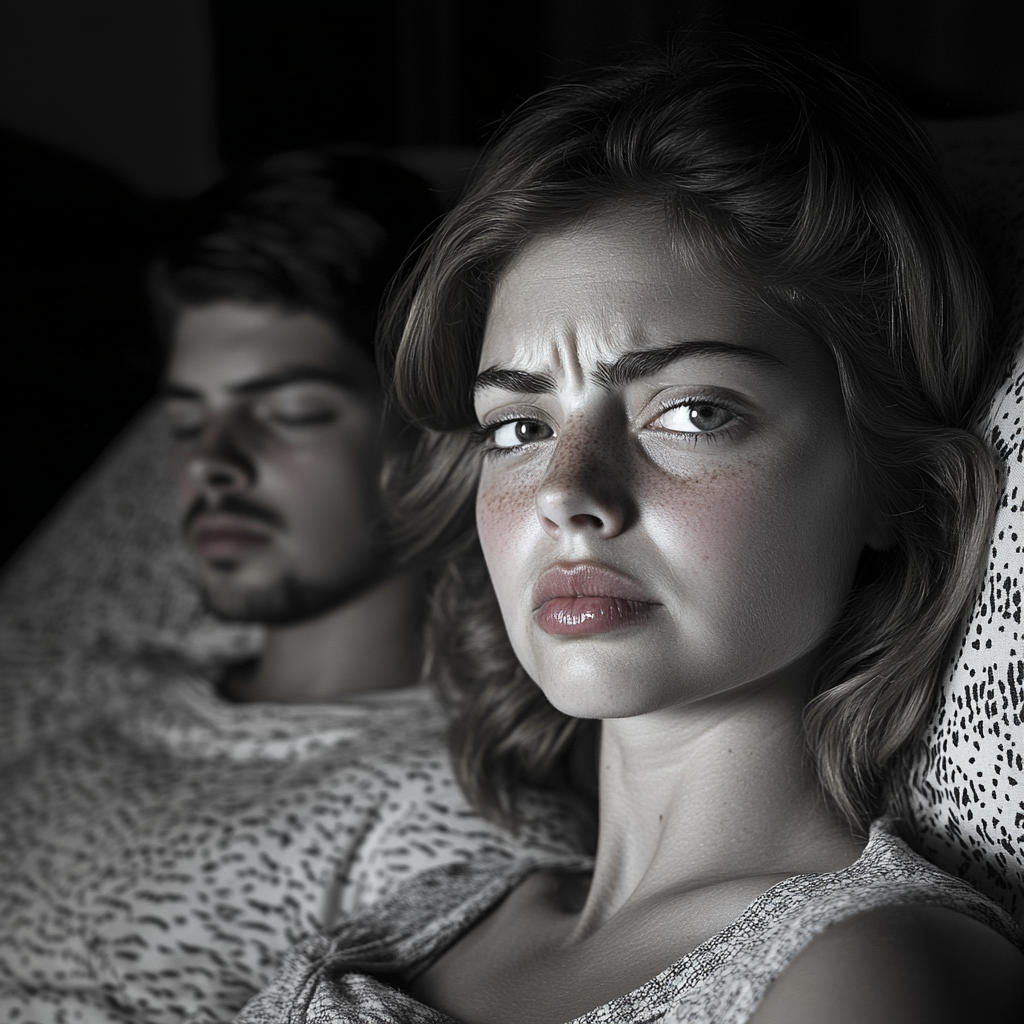 Una mujer enfadada despierta | Fuente: Midjourney