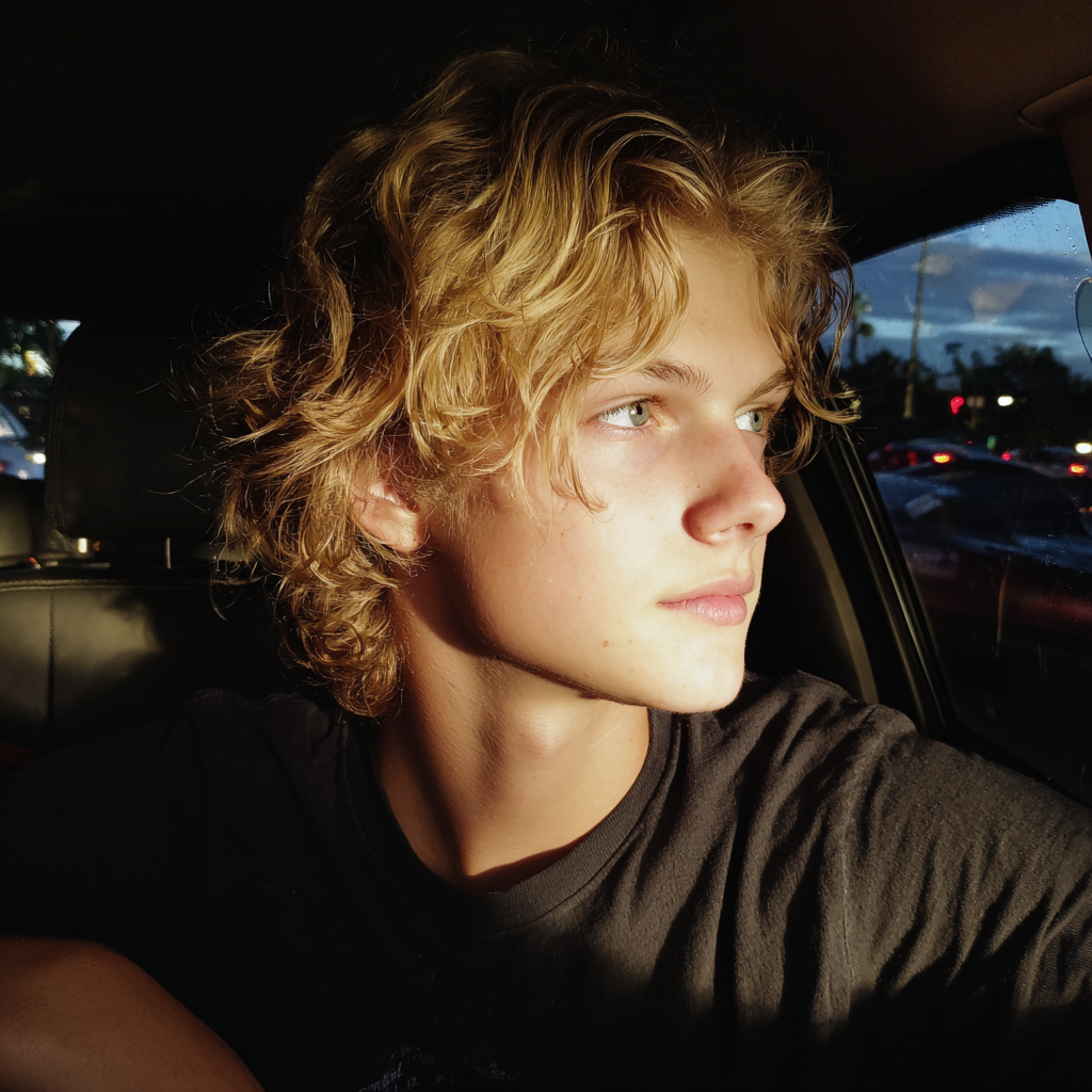 Un adolescente seduto in macchina | Fonte: Midjourney