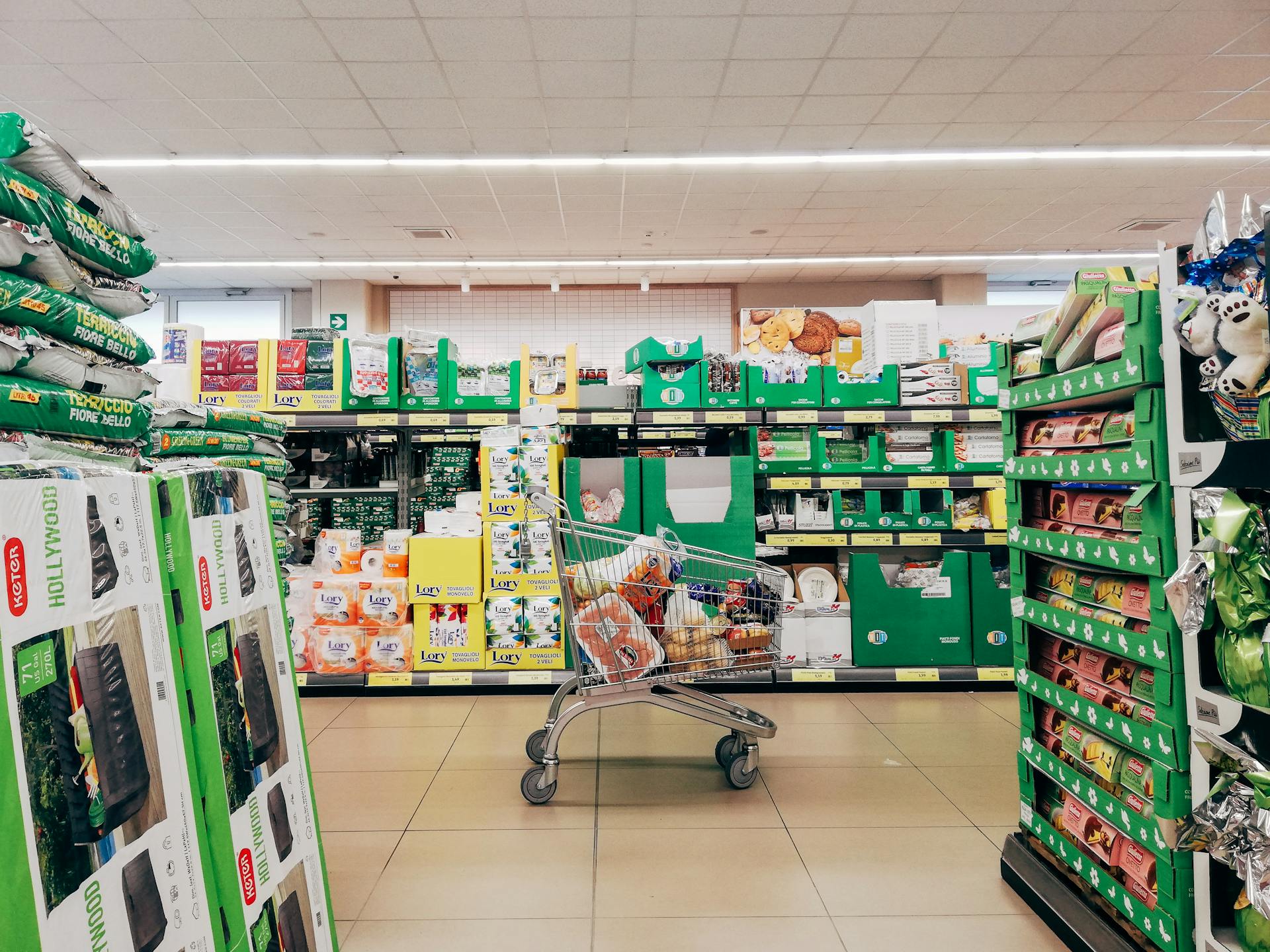 Un carrito de la compra en un supermercado | Fuente: Pexels