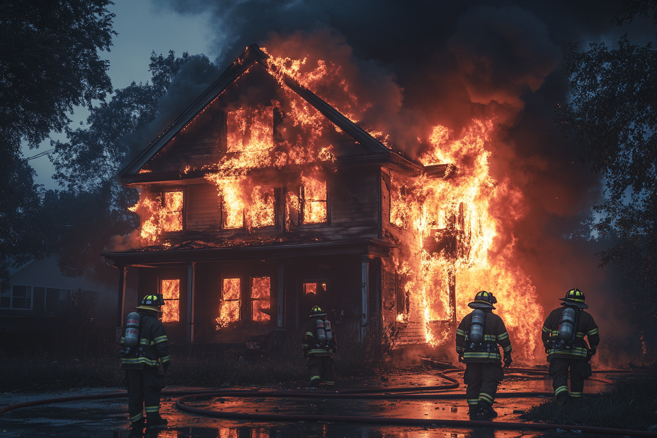 Bomberos apagando un incendio doméstico | Fuente: Midjourney