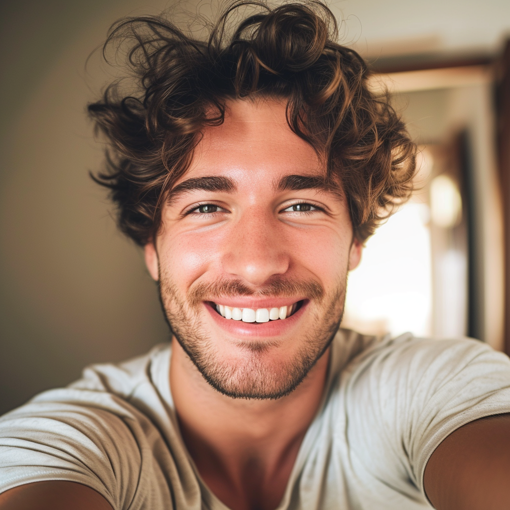 Primer plano de un hombre sonriente | Fuente: Midjourney