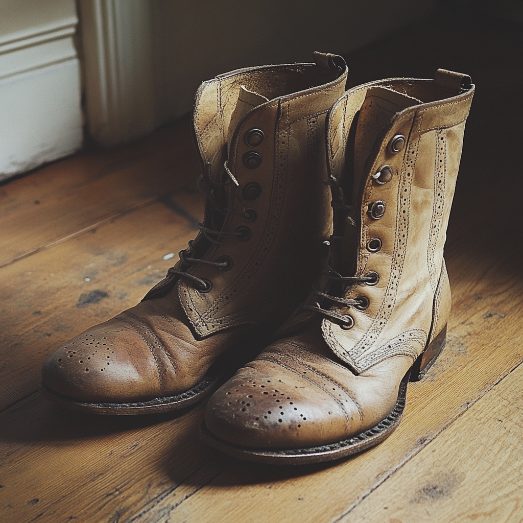 Un par de viejas botas marrones | Fuente: Midjourney