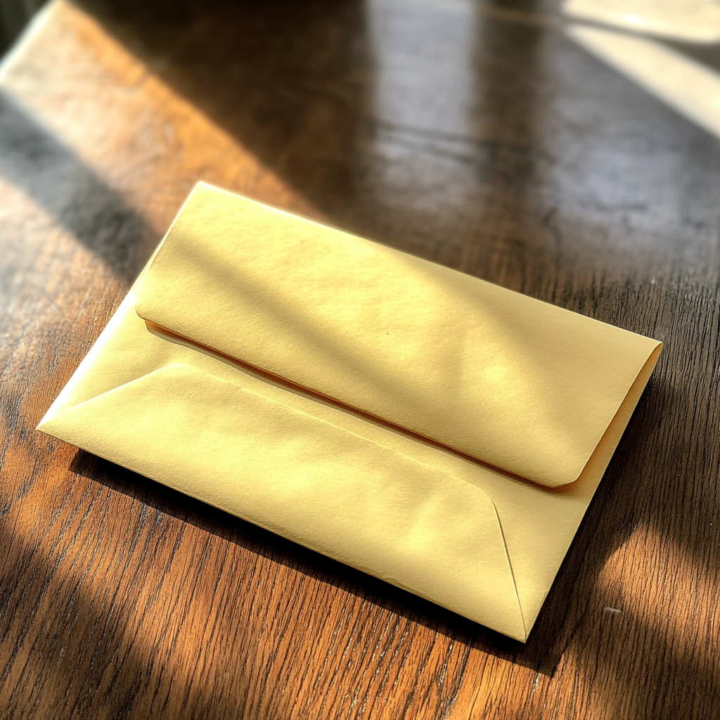 Un sobre sobre una mesa | Fuente: Midjourney
