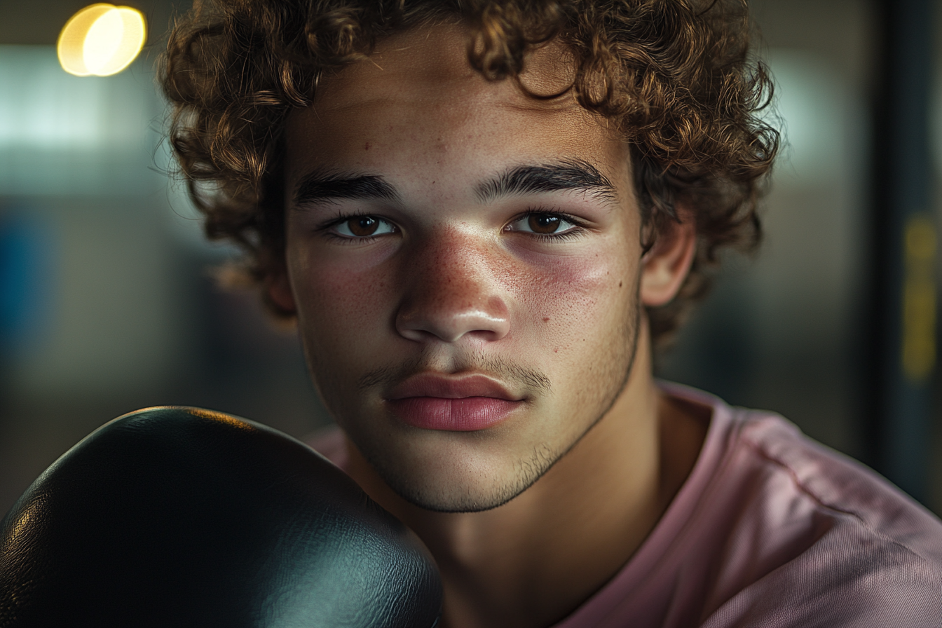 Un joven en un gimnasio de boxeo | Fuente: Midjourney