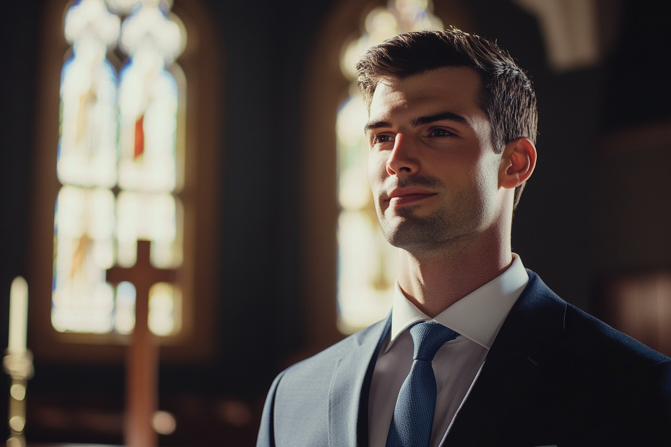 Un hombre ante el altar | Fuente: Midjourney