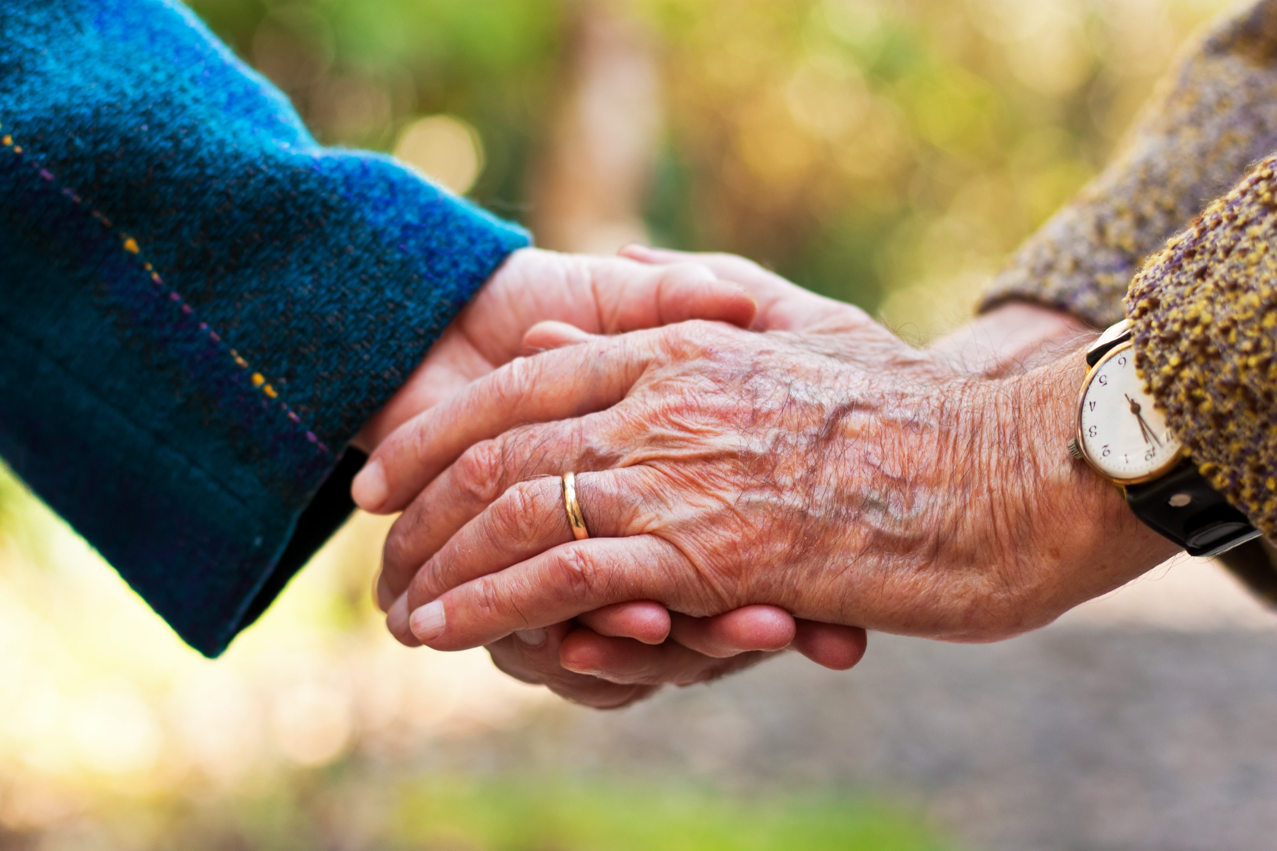 Pareja de ancianos tomados de las manos. | Foto: Shutterstock