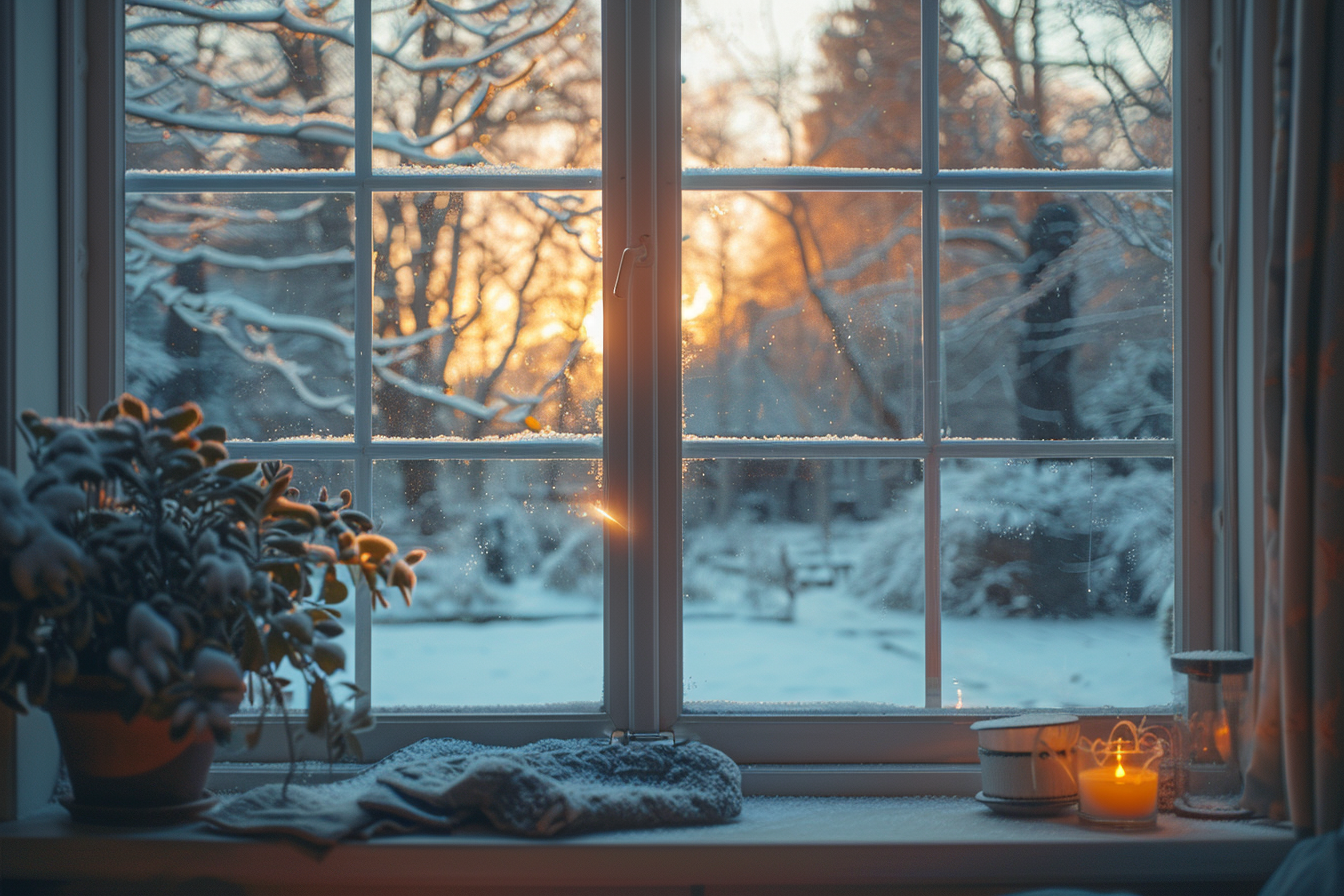 Vista desde la ventana de un día nevado | Fuente: Midjourney