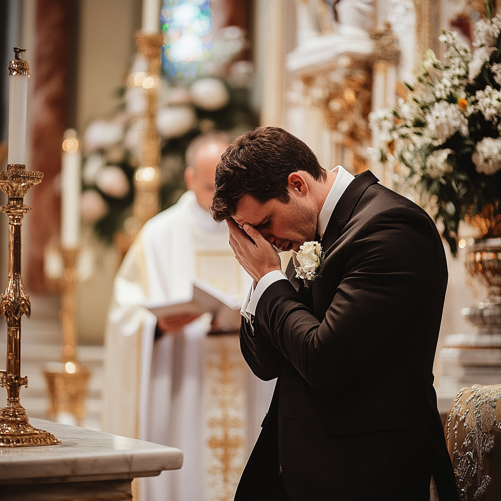 Un novio triste en una boda | Fuente: Midjourney