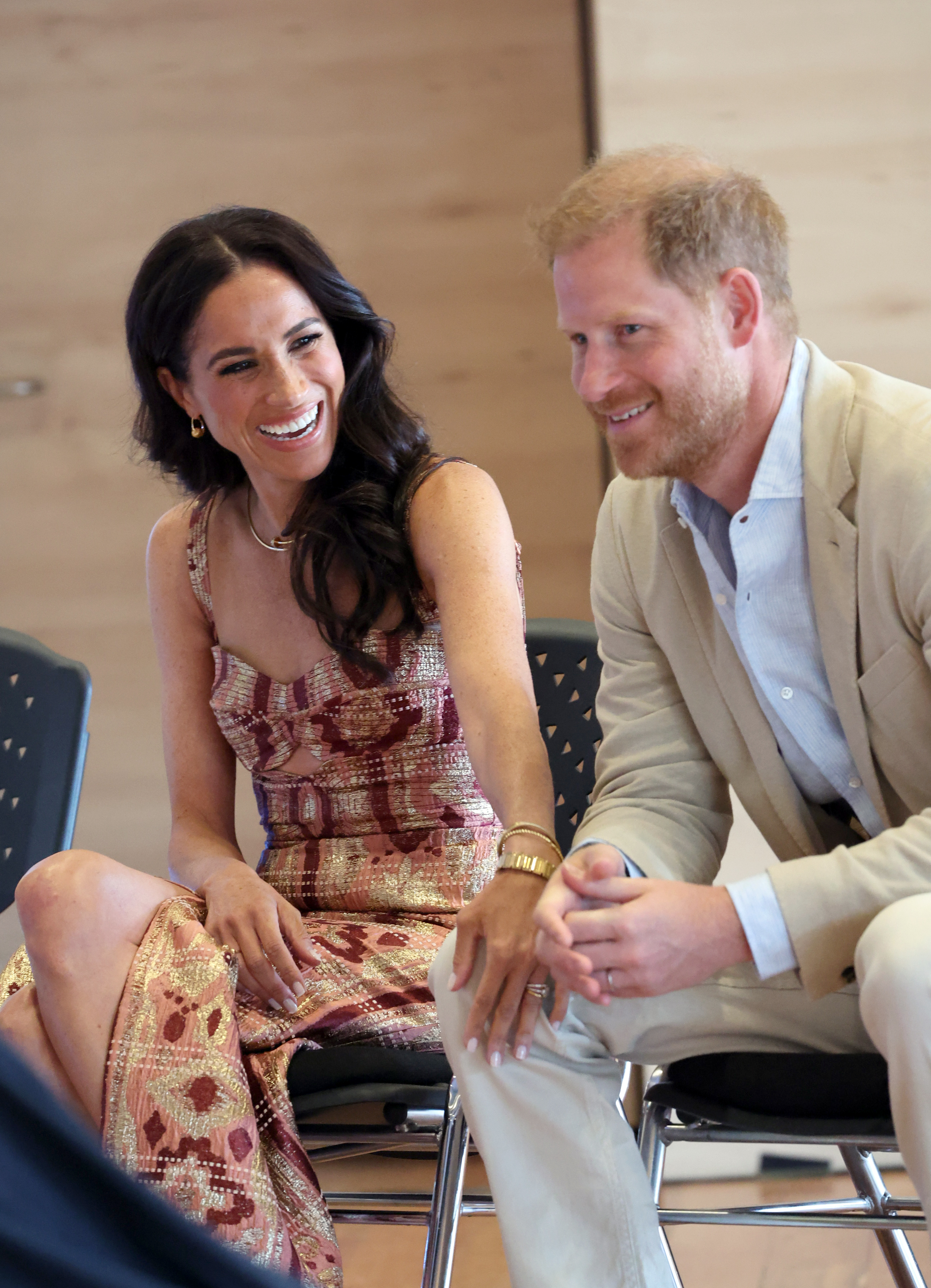 Meghan Markle y y el príncipe Harry durante la visita a Colombia de los Duques de Sussex el 15 de agosto de 2024, en Bogotá, Colombia | Fuente: Getty Images