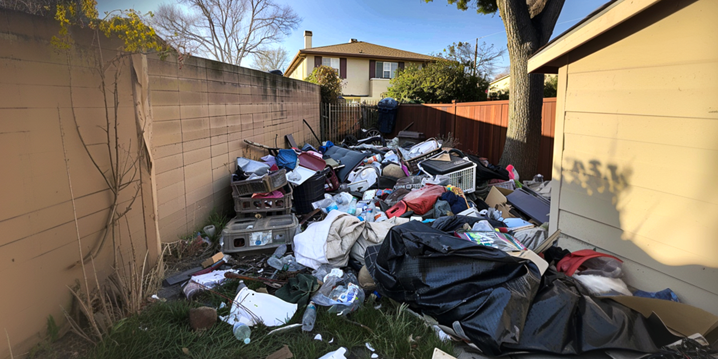 Montón de basura tirada en un patio trasero | Fuente: AmoMama