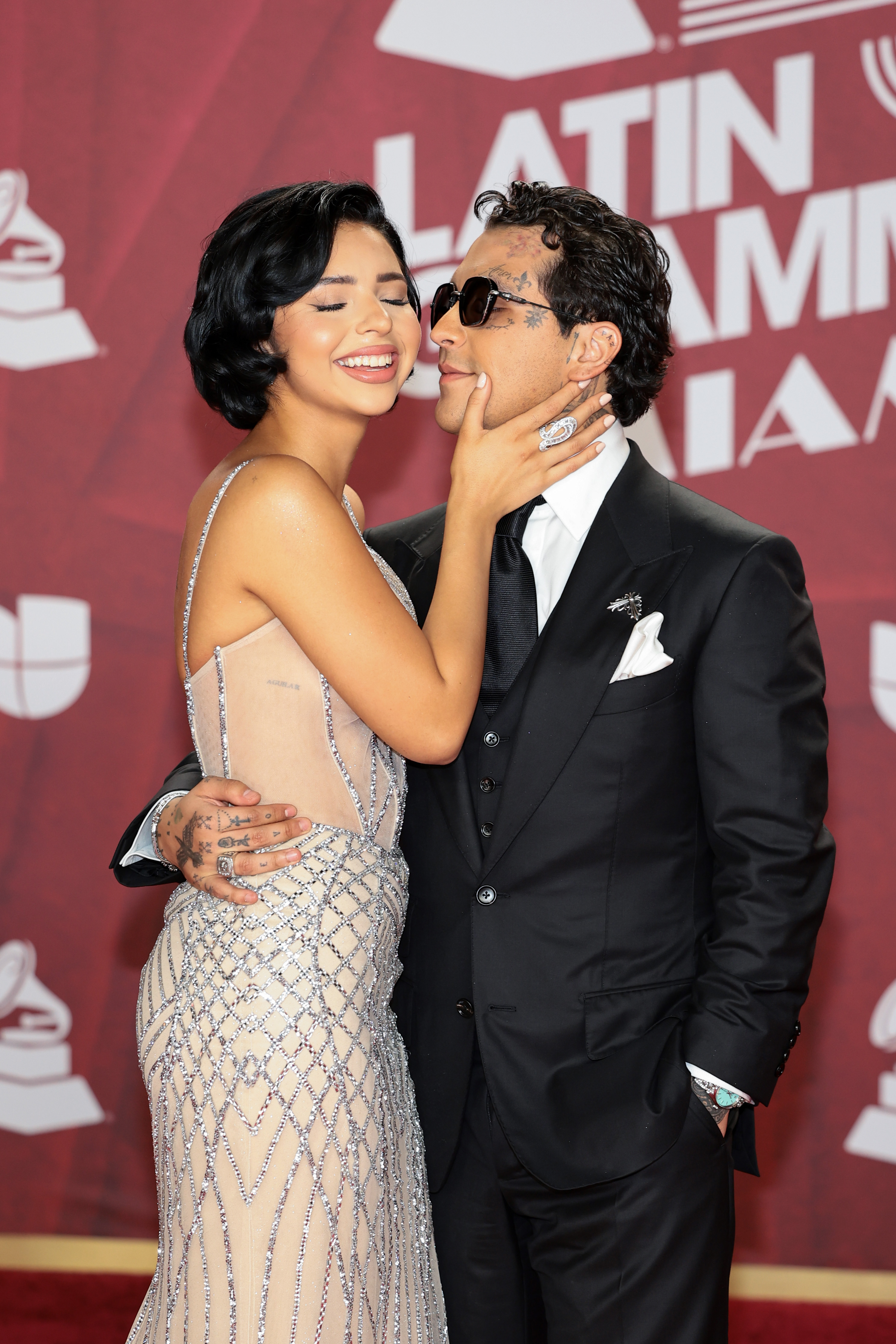Ángela Aguilar y Christian Nodal asisten a la 25.ª Entrega Anual del Latin GRAMMY en el Kaseya Center el 14 de noviembre de 2024 en Miami, Florida. | Fuente: Getty Images.