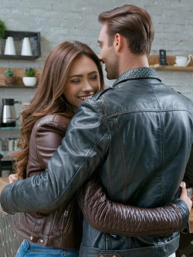 Julia y Ben se abrazan en la nueva cafetería de Julia | Fuente: Midjourney