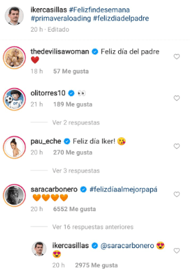 Intercambio de mensajes entre Iker y Sara.│ Foto: Captura de Instagram/ikercasillas