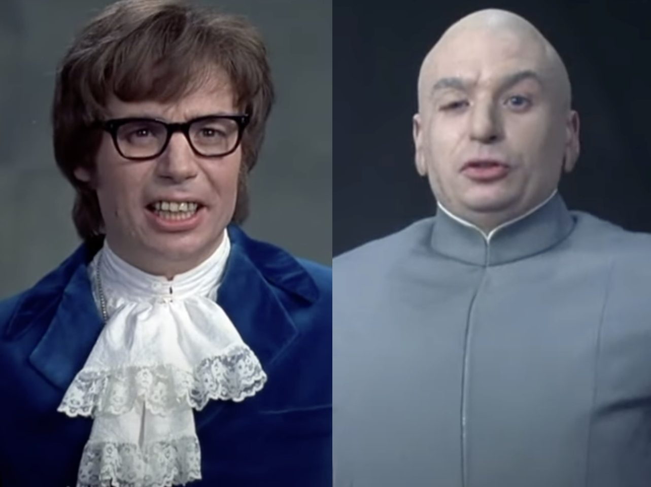 Mike Myers como Austin Powers | Mike Myers como Dr. Maligno | Fuente: YouTube/JoBloMovieClips