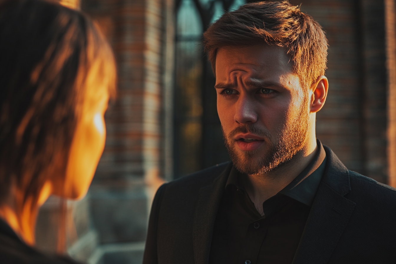 Un hombre hablando con su hermana | Fuente: Midjourney