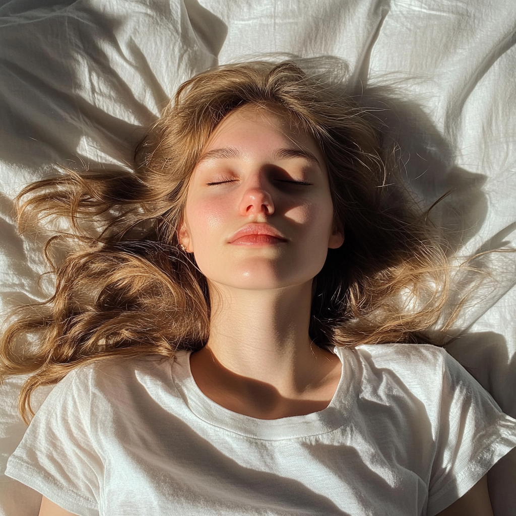 Una mujer tumbada en la cama | Fuente: Midjourney