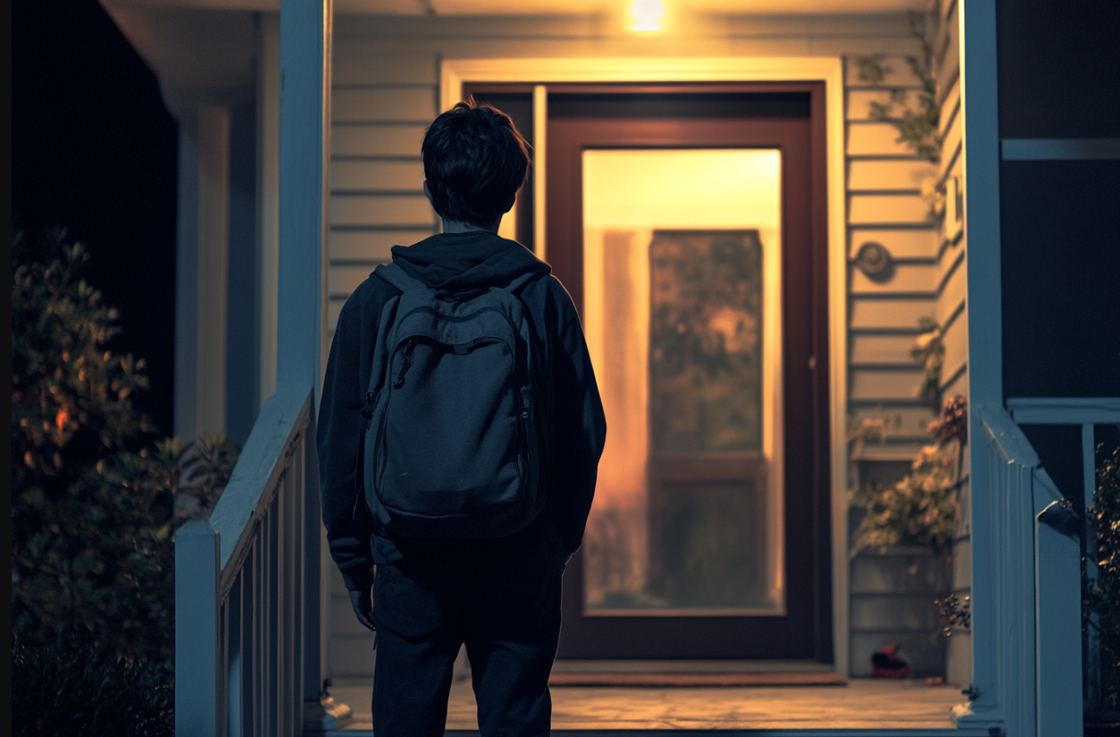 Un adolescente frente a una casa | Fuente: Midjourney