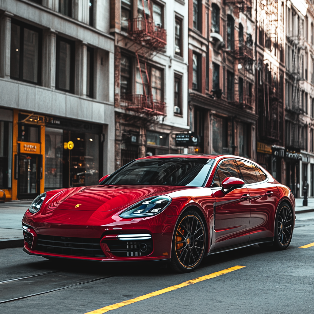 Un elegante y flamante Porsche rojo | Fuente: Midjourney