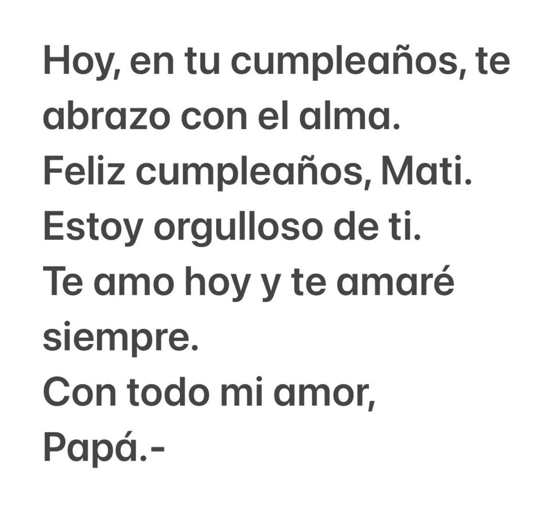 Parte del texto compartido por Julián Gil en su publicación de Instagram dedicada a su hijo por su cumpleaños número 9 | Fuente: Instagram/juliangil