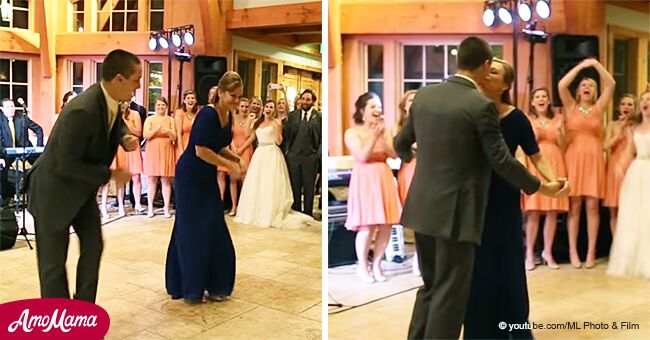 Madre baila con su hijo en la boda, de repente se sueltan las manos y sorprenden a los invitados
