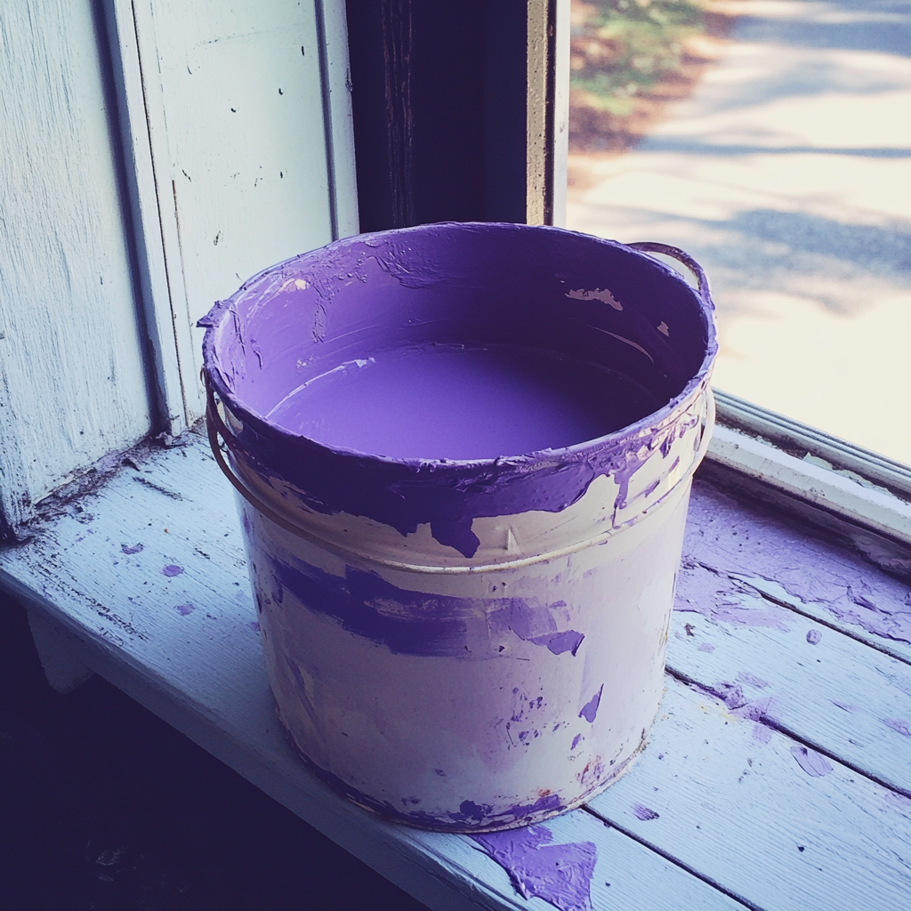 Un cubo de pintura lavanda | Fuente: Midjourney