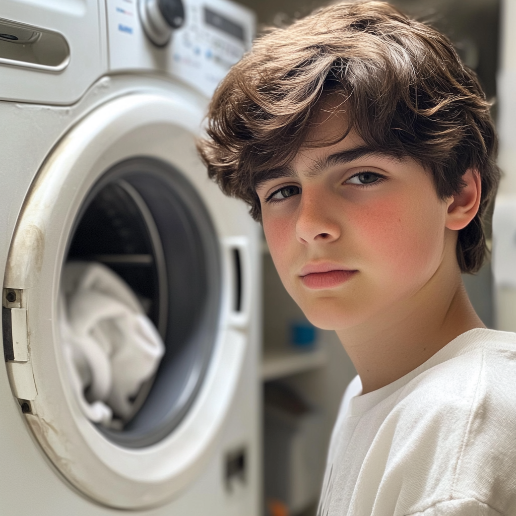 Un adolescente haciendo la colada | Fuente: Midjourney