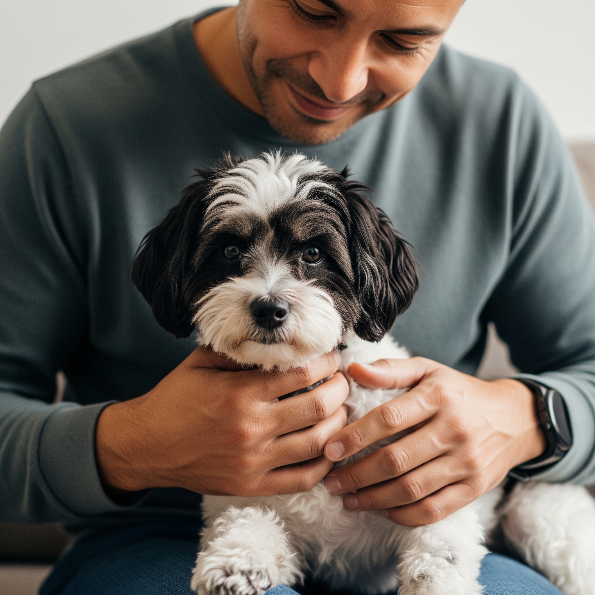 Un hombre con su perro en brazos | Fuente: Géminis