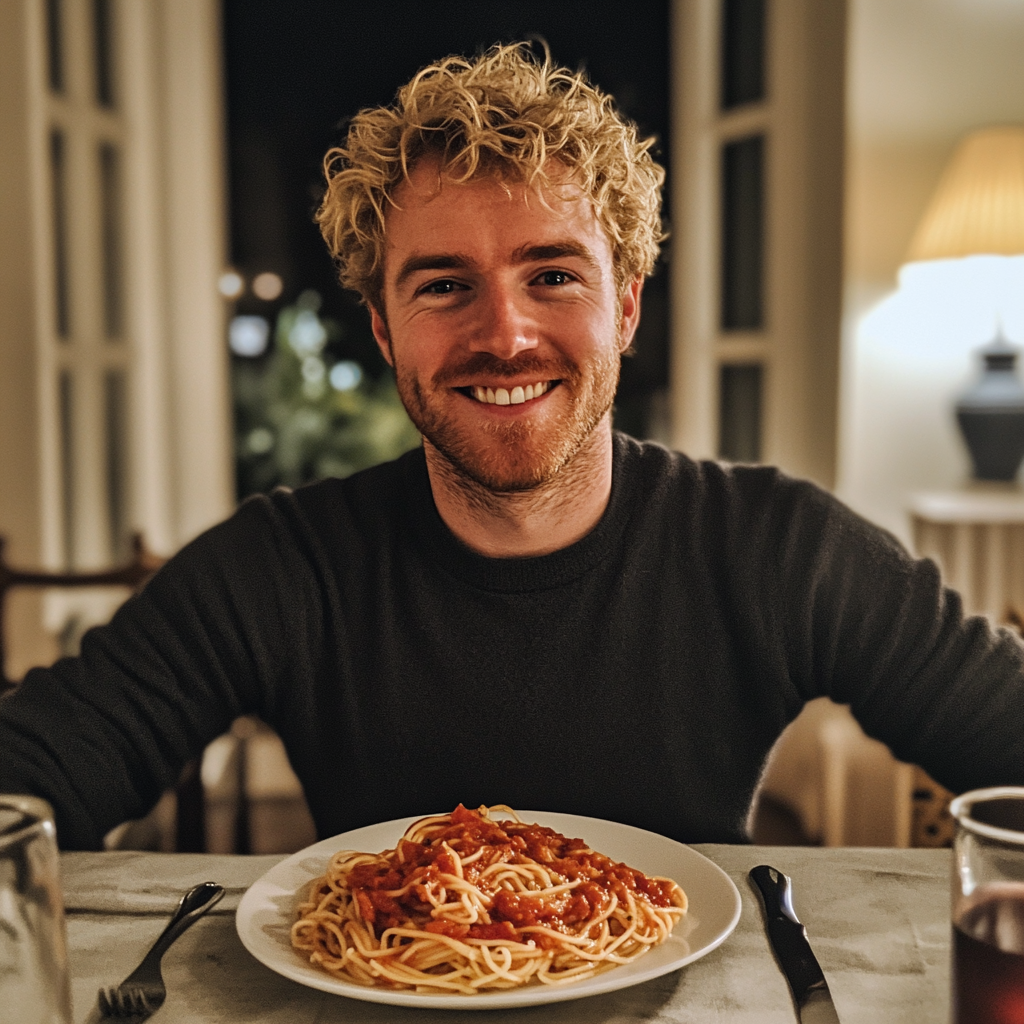 Un hombre sentado en una mesa de comedor | Fuente: Midjourney